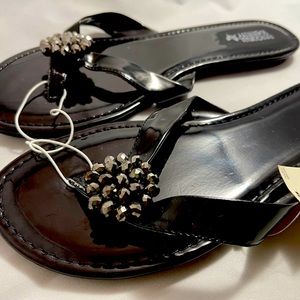 Personal Identity - Shiny black women’s sandals - Size 10